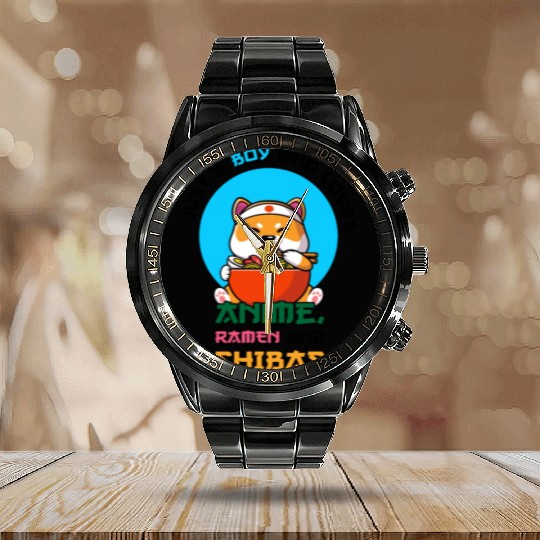 Just a boy who loves anime, ramen and shibas Calendar Steel Band Watch