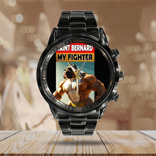 Saint Bernard Fighter | Bold Dog Calendar Steel Band Watch