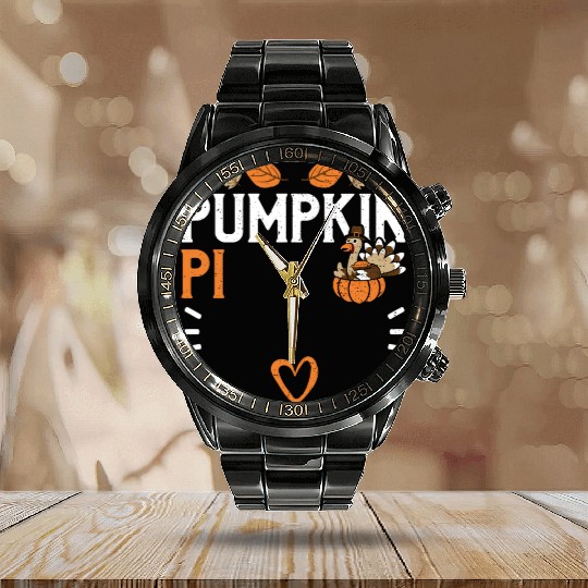 Pumpkin Pi - Thanksgiving Calendar Steel Band Watch