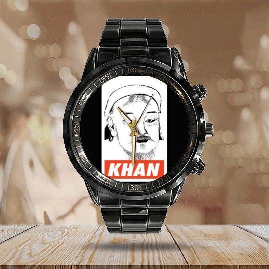 Genghis Khan Calendar Steel Band Watch