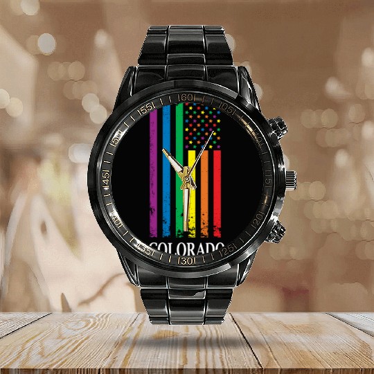 Colorado Pride Month Pride Flag LGBT Community LGB Calendar Steel Band Watch