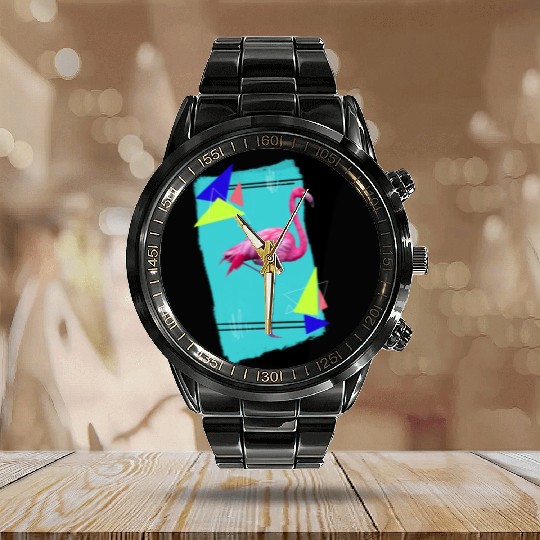Retro Flamingo Calendar Steel Band Watch