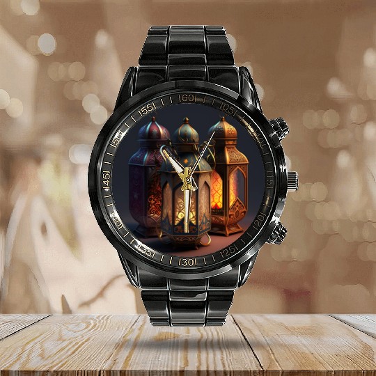 Ramadan lanterns hyper realistic hyper details Calendar Steel Band Watch