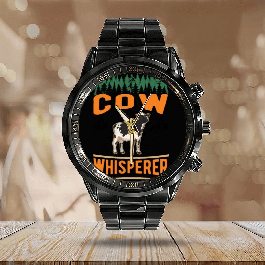 Cow Whisperer Farmer Cattle Breeder Cows Calendar Steel Band Watch