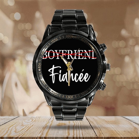 Couple Engagement Engaged Men Funny Fiancee Calendar Steel Band Watch