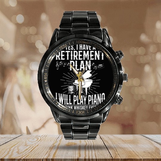 I Have A Retirement Plan Piano Player - Playing Pi Calendar Steel Band Watch