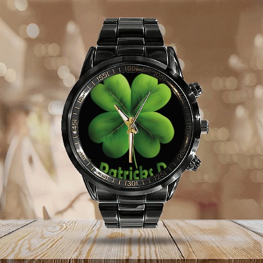 St Patricks Day, Happy Saint Patrick's Day Calendar Steel Band Watch