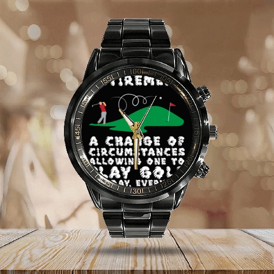 Retirement Gift Golf Golfer Calendar Steel Band Watch