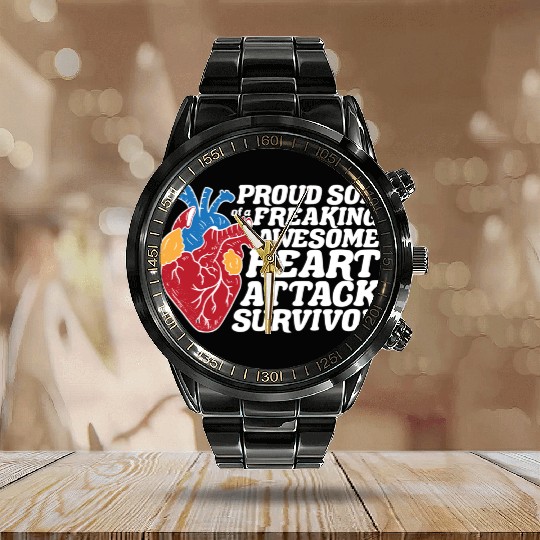 Heart Attack Survivor Son Calendar Steel Band Watch