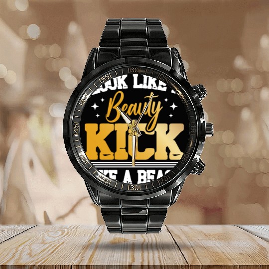 Looks Like A Beauty Kick Like A Beast Karate Lover Calendar Steel Band Watch