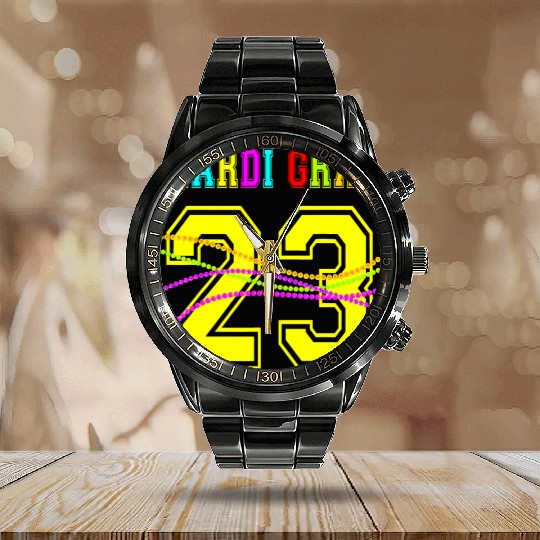2023 Mardi Gras New Orleans Party Beads Bourbon St Calendar Steel Band Watch