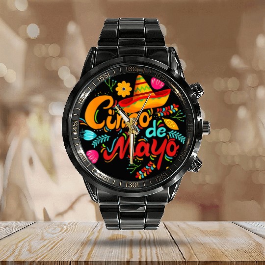 Cinco De Mayo Fiesta Surprise Camisa 5 De Mayo Viv Calendar Steel Band Watch