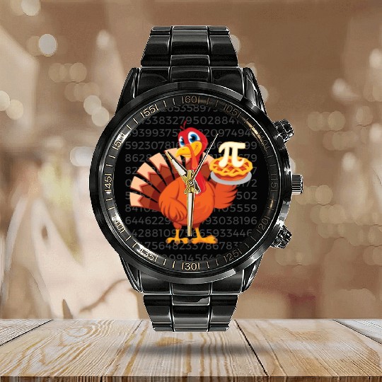 Turkey PI Day Design for all Teachers and Students Calendar Steel Band Watch