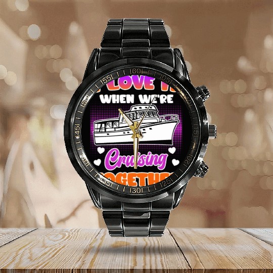 Cruising together cruise ship holiday spring break Calendar Steel Band Watch