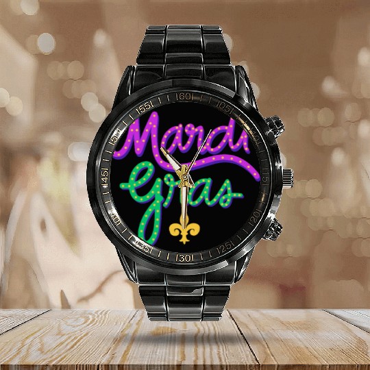 Mardi Gras Carnival Fiesta Party Louisiana New Orl Calendar Steel Band Watch