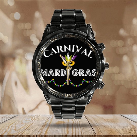 Mardi Gras Carnival Fiesta Party Louisiana New Orl Calendar Steel Band Watch