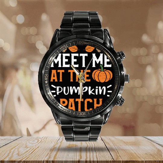 Meet Me At The Pumpkin Patch Calendar Steel Band Watch