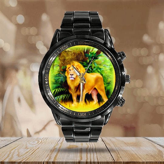 Lion King In The Jungle. Buy Now Calendar Steel Band Watch
