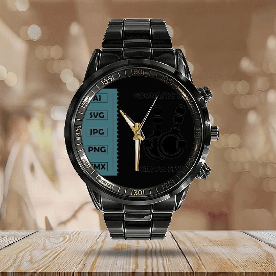 Gymnastic ring Vector Glyph Icon Calendar Steel Band Watch