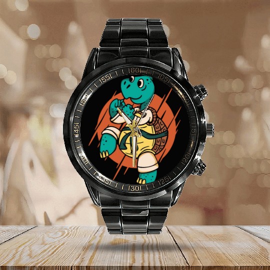 Karate turtle Calendar Steel Band Watch