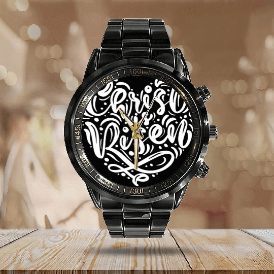 He Is Risen Religious Easter Calendar Steel Band Watch