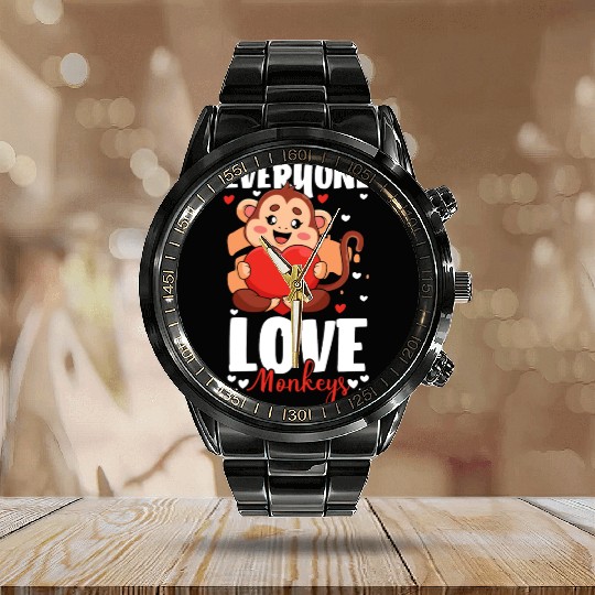 Banana Chimpanzee Funny Hairy Calendar Steel Band Watch