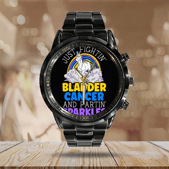 Bladder Cancer Warrior Bladder Cancer Awareness Calendar Steel Band Watch