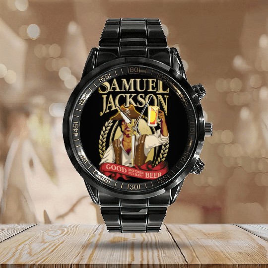 Raise a Glass with Samuel L Jackson Calendar Steel Band Watch