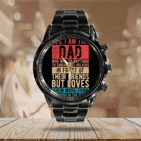 I am this dad has a Pun Father's Day Papa gift Calendar Steel Band Watch