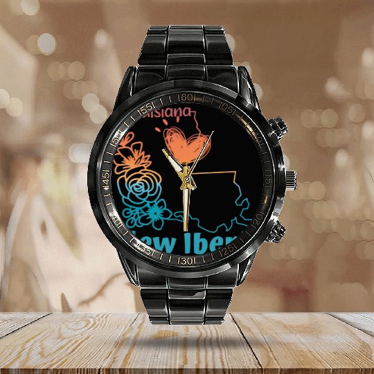 I love my home town New Iberia Louisiana Calendar Steel Band Watch