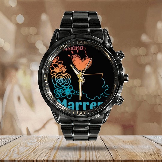 I love my home town Marrero Louisiana Calendar Steel Band Watch