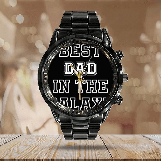 Best Dad in The Galaxy - Father's Day Gift Ideas Calendar Steel Band Watch