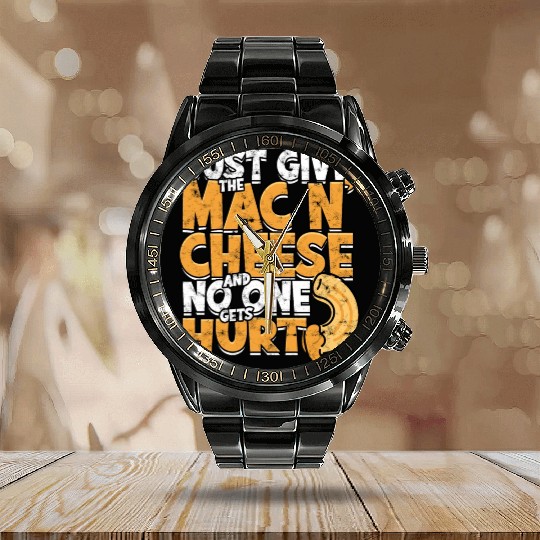 Mac N' Cheese Taster Pasta Food Macaroni Calendar Steel Band Watch