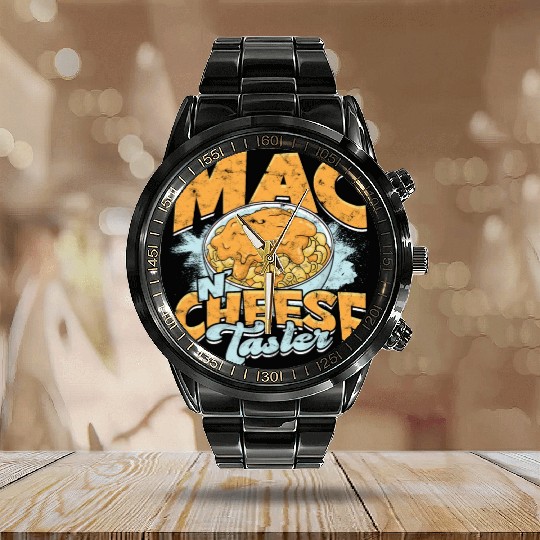 Mac N' Cheese Taster Pasta Food Macaroni Calendar Steel Band Watch