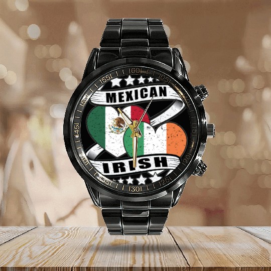 Half Irish Half Mexican Calendar Steel Band Watch for kids