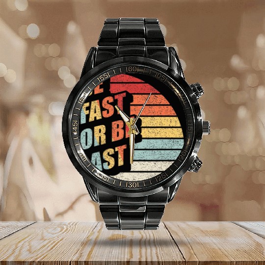 Fast Car Quote Drag Racing Gift Vintage Retro Rac Calendar Steel Band Watch