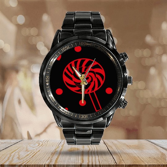 cute red candy sweet lollipop lover Calendar Steel Band Watch