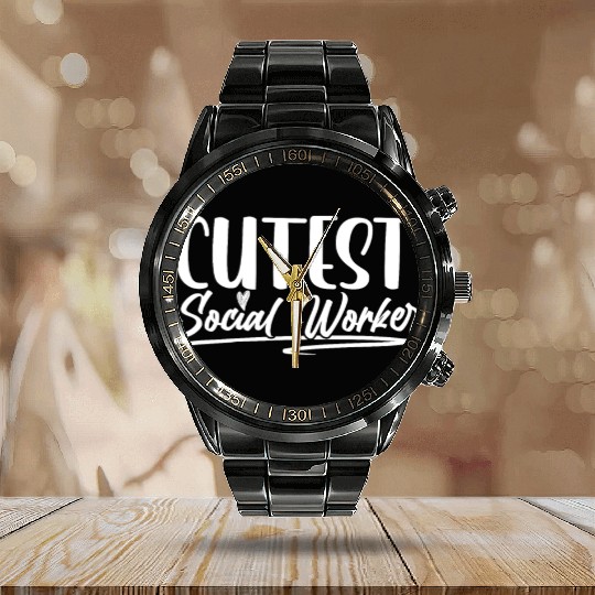 Cutest Social Worker Job Work Graduation Calendar Steel Band Watch