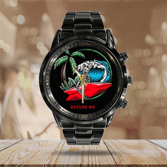 EXcuse me I'm on Vacation Svg| and skeleton Calendar Steel Band Watch