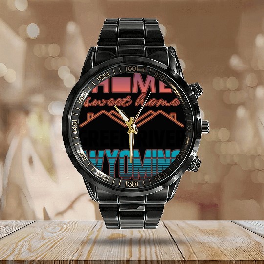 Green River Wyoming Home Sweet Home Calendar Steel Band Watch