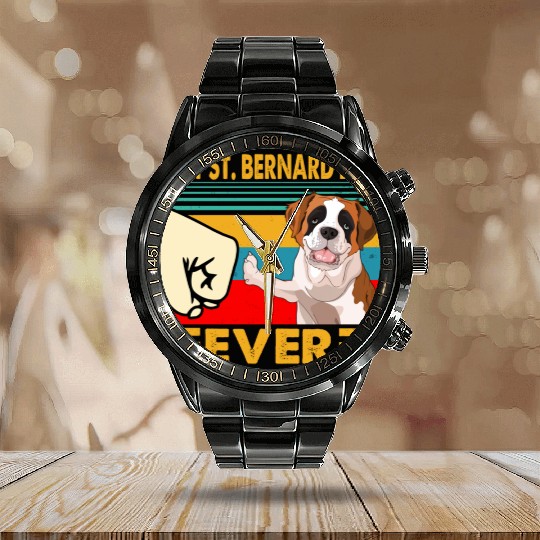 St Bernard Dad Father's Day Gift Saint Bernard Dog Calendar Steel Band Watch