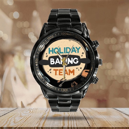 Holiday Baking Team Calendar Steel Band Watch
