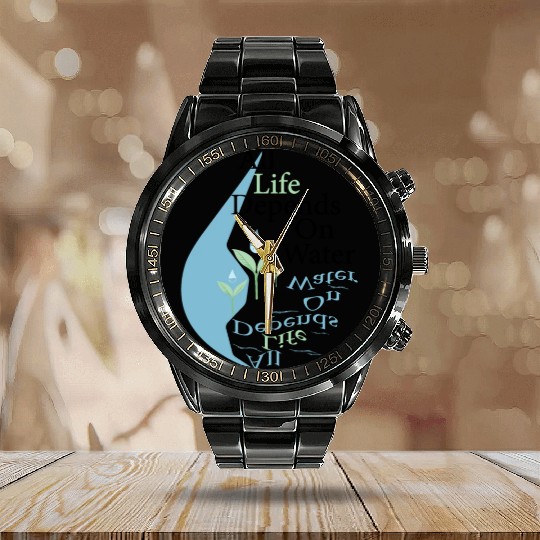 Nice Design about World Water Day Calendar Steel Band Watch