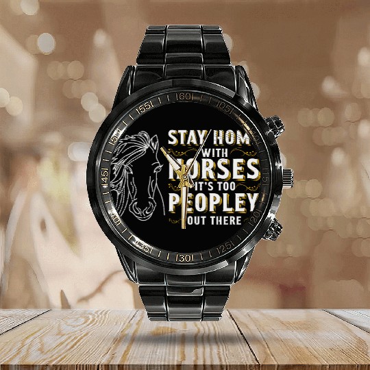 Horse Riding Equestrian Horses Lover Pony Design Calendar Steel Band Watch