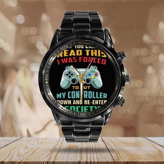 Video Game Retro Vintage Gaming Lover Calendar Steel Band Watch