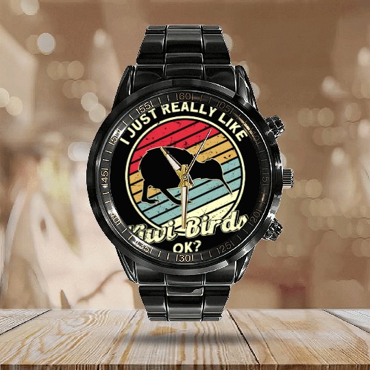 Bird Lover Endangered Species Kiwi Bird Calendar Steel Band Watch
