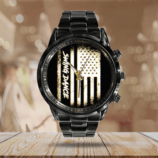 Patriotic 4th Of July American Flag Swing Dance Calendar Steel Band Watch