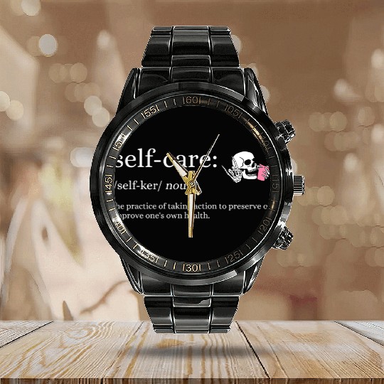 Self-Care Definition Calendar Steel Band Watch