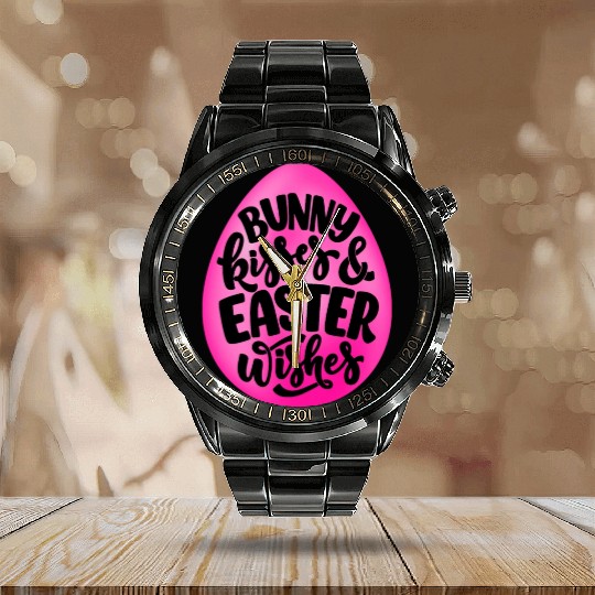 Happy Easter | Bunny Kisses and Easter Wishes | Calendar Steel Band Watch