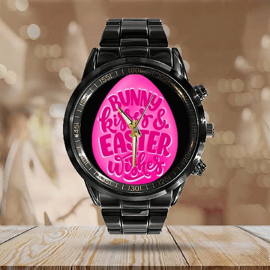 Happy Easter | Bunny Kisses and Easter Wishes | Calendar Steel Band Watch